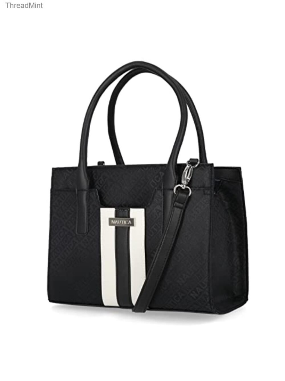 Nautica Women's Vegan Leather Satchel Handbag with Removable Crossbody Strap